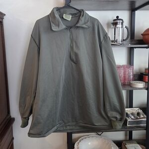 Green Pullover Sweatshirt Layering Shirt XL Warm Quarter Zip